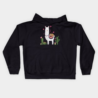 Sloth Riding Llama Valentines Day Hearts Love Shirt Kids Hoodie